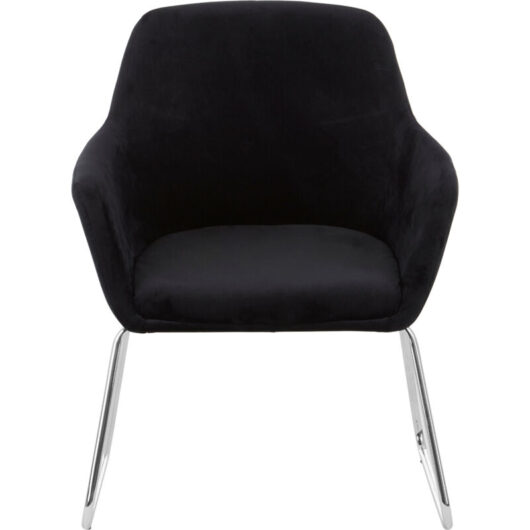 Premier Housewares - Accent Chair Chair for Bedroom Crushed Velvet Chair Black Upholstery Lounge Chair Arm Chairs Chromed Metal Legs Makeup Chair