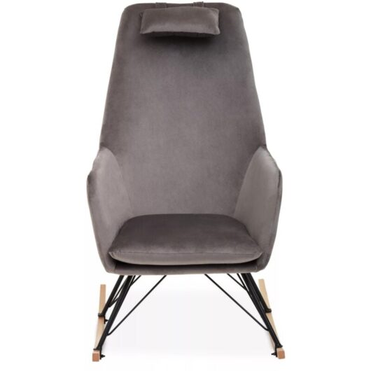 Stockholm Grey Velvet Rocking Chair - Premier Housewares