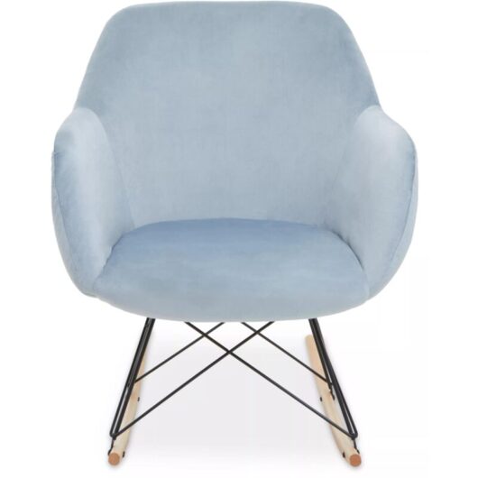 Stockholm Small Blue Velvet Rocking Chair - Premier Housewares