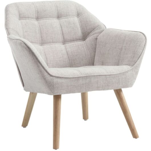 Wahson Office Chairs - Accent Chair Upholstered in Linen Armchair Comfortable Padded Modern Occasional Tub Chair with Wood Legs for Bedroom Living