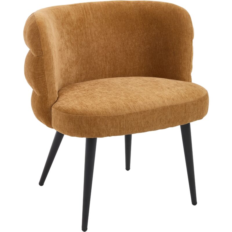 Armchair in Chenille Upholstered Modern Occasional Vanity Chair with Comfty Backrest for Bedroom Living Room Makeup, Yellow, Chairus