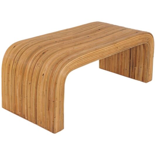 Sweeek - Bench, end of bed in natural rattan, 100cm, rounded edges, w 100 x d 45 x h 40cm