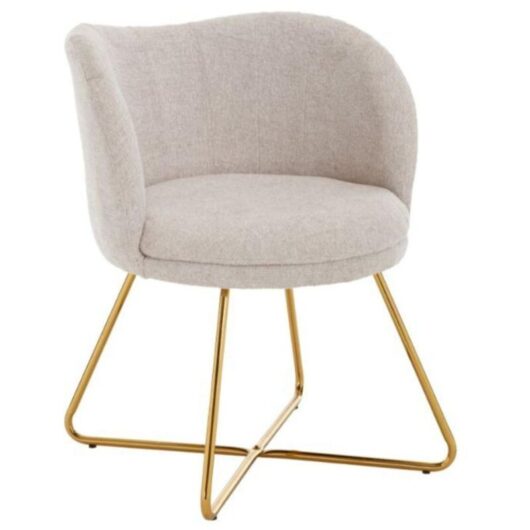 Wahson Accent Chair in Chenille Modern Occasional Tub Chair Elegant Vanity Chair with Gold Crossed Legs for Bedroom Living Room, Beige