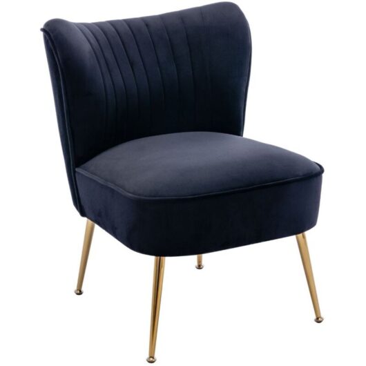 Wahson Office Chairs - Accent Chair in Velvet Upholstered Occasional Tub Chair with Metal Legs for Living Room Bedroom, Black, Wahson