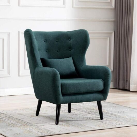 Winslow Wing Back Occasional Fabric Lounge Accent Chair Living Room Armchair Green without Footstool