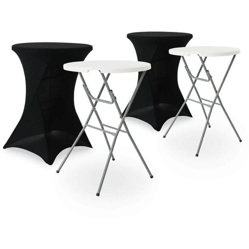 Pair of foldable high tables with protective covers, Gala + Cover x2, Black, 81x81x110 cm