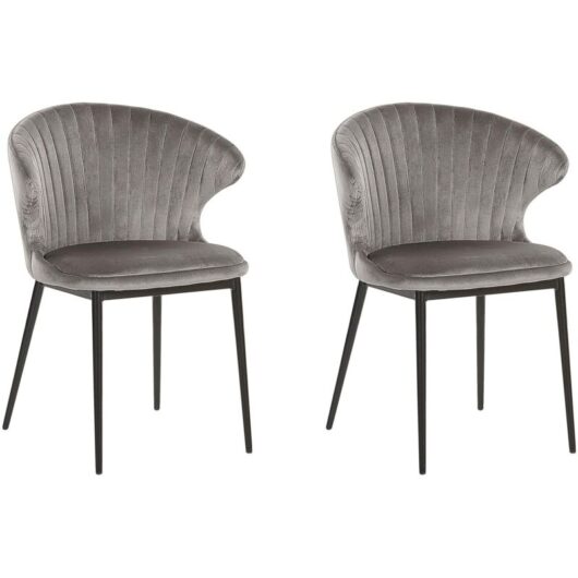 Set of 2 Dining Chairs AUGUSTA Velvet Grey