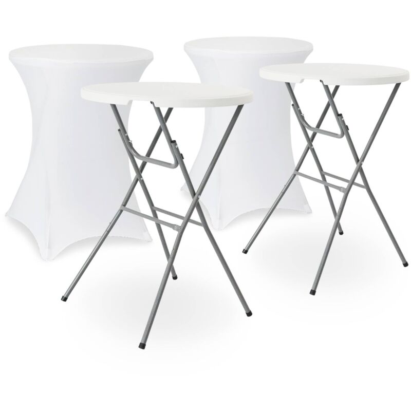 Sweeek - Pair of foldable tables with protective covers, Gala + Cover x2, White, 81x81x110 cm