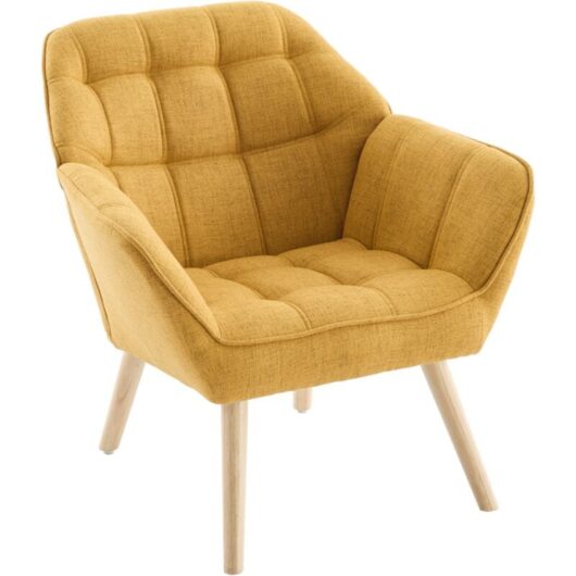 Wahson Office Chairs - Accent Chair Upholstered in Linen Comfortable Armchair Modern Occasional Tub Chair with Metal Legs for Bedroom Living Room,