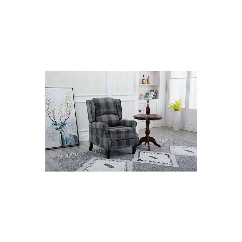WestWood Vintage Armchair Sofa Recliner Lounge Fabric Tub Chair Seat Bedroom Home Occasional Furniture FA01 Grey Check