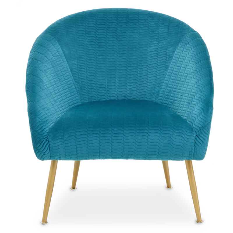 Premier Housewares - Interiors by Premier Blue Occasional Arm Chair with Curved Back, Velvet Upholstered Chair, Indoor Lounge Chair for Living Room