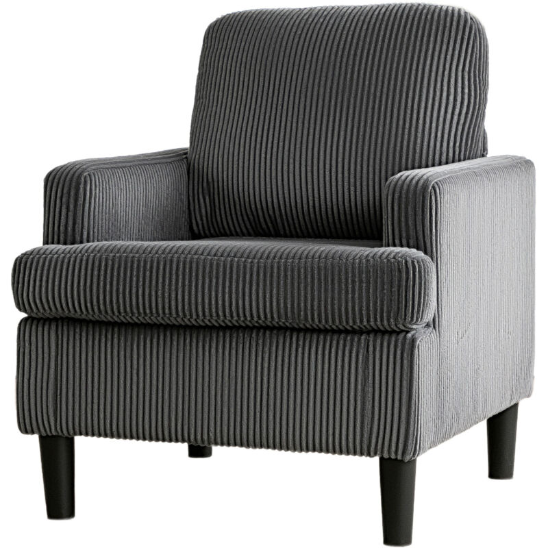 YODOLLA Armchair Grey Corduroy - Cosy Tub Accent Cuddle Chair for Living Room, Bedroom & Reading Nook