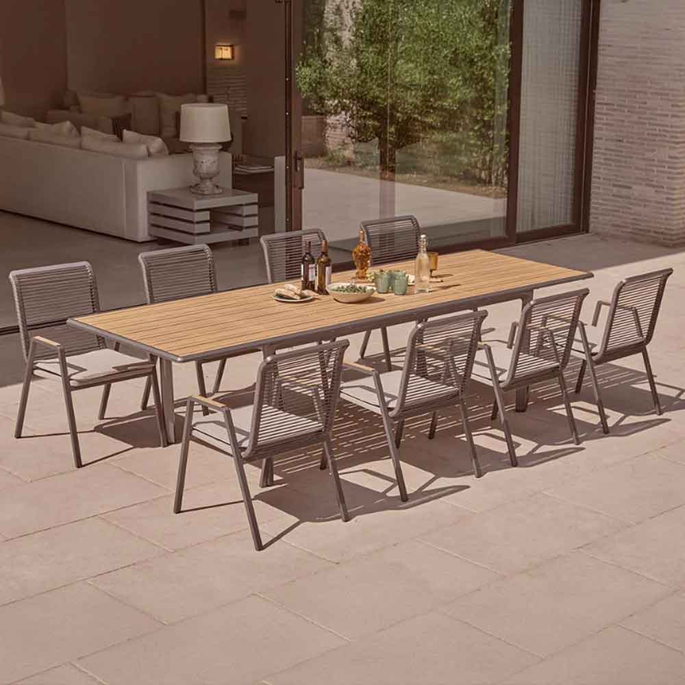 Selma Aluminium Garden 8 Seater Dining Set in Grey and Oak
